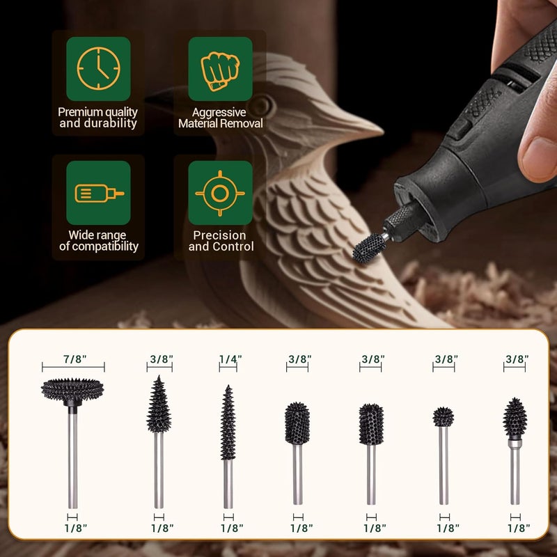 ToolTrek Store كرة مسمارية حادة للغاية، عمود 1⁄8"، خشن جداً - ملحق نجارة لدريمل، فوردوم، ديوالت، ميلووكي. كربيد التنغستن الكاشط. - Image 3